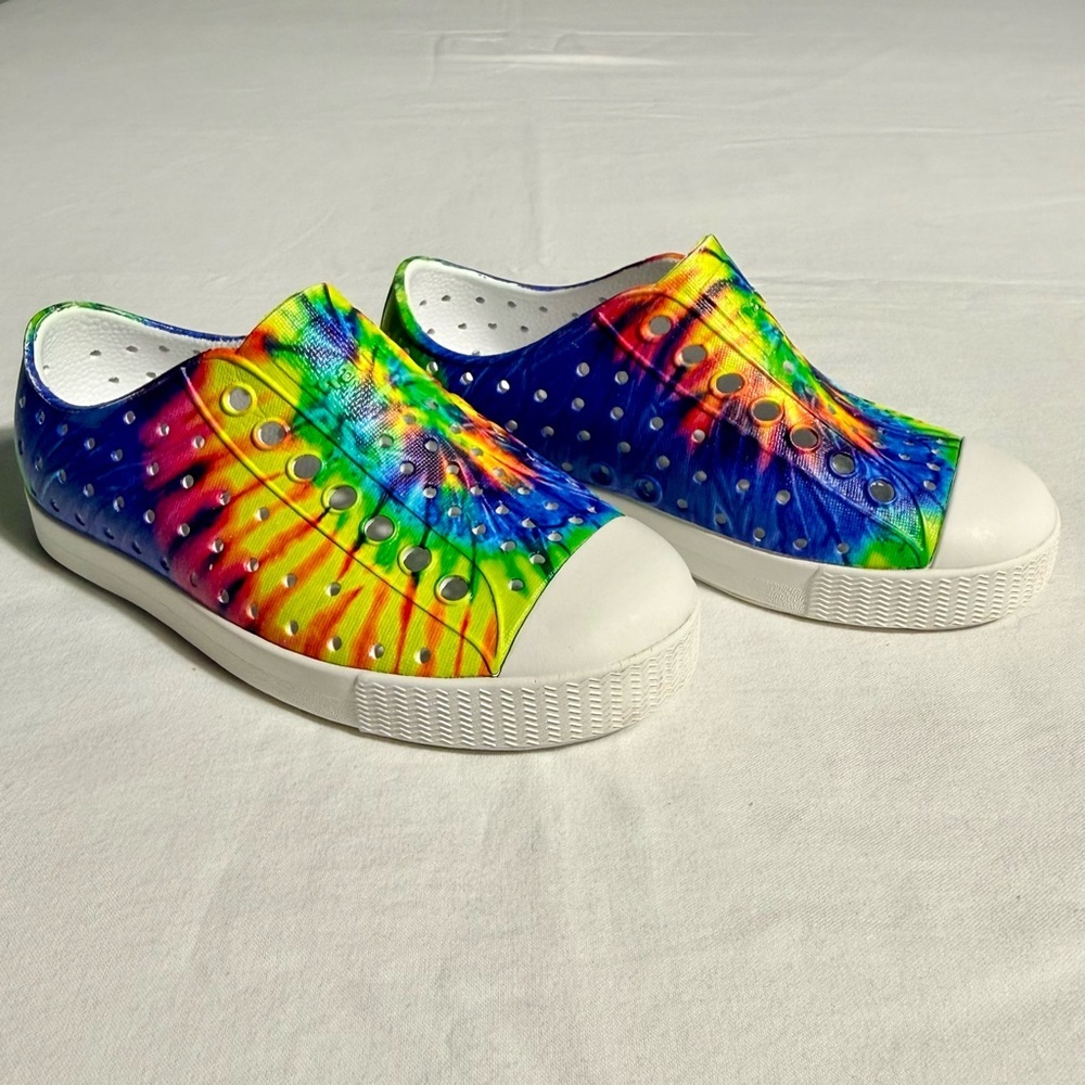 Native Neon Tie-Dye Shoes Boys 9 Girls Jefferson Print Rainbow Slip-Ons Summer
